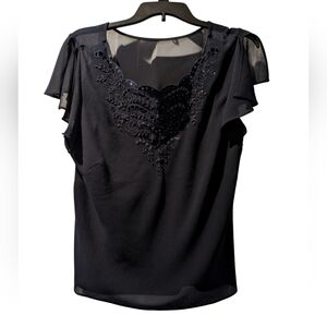 Elegant Black Embellished Women's Top